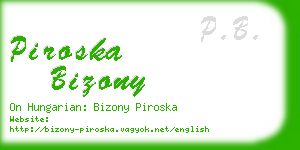 piroska bizony business card